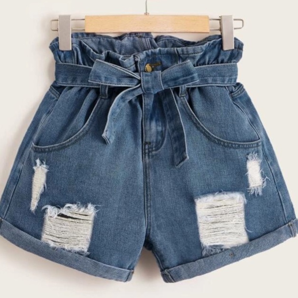 High Waisted Paperbag Jean shorts